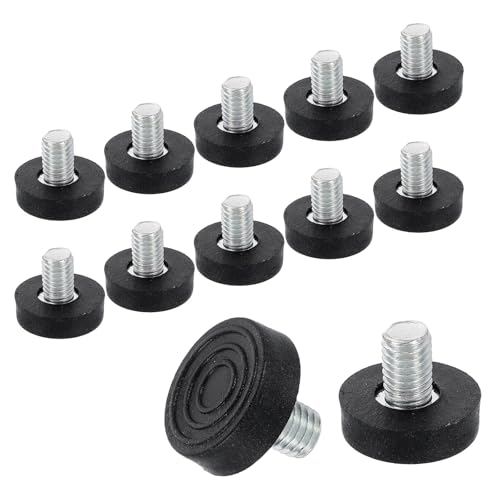 QUARKZMAN 12Pcs M8 Gewinde Möbel Füße Nivellierer 23x12mm Verstellbare Nivellierung Tisch Füße Aufschraubbar Möbelgleiter Nivellierung Für Stuhl Hocker Beine Schwarz von QUARKZMAN