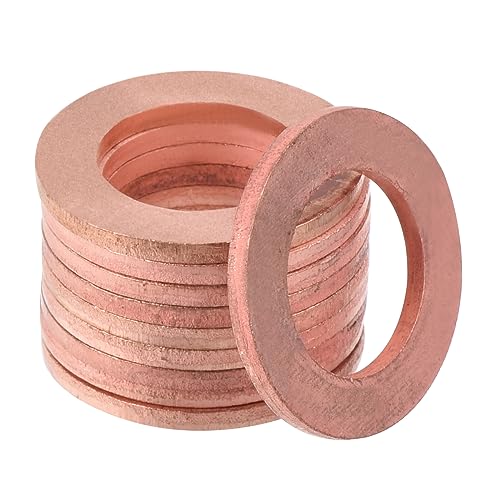 QUARKZMAN 12x20x1.5mm Unterlegscheibe Kupfer x 10Stk Flach Unterlegscheibe Kupfer Dichtring für Hy Verschraubungen Wasser Kraftstoff [Kupferton] von QUARKZMAN