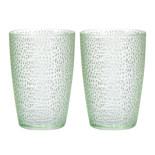 QUARKZMAN 13oz Kunststoff Wassergläser, 2 Stück kunststoffbecher Acrylglas Trinkbecher Unzerbrechlich Camping Gläser Trinkgläser für Campen Party Restaurant Zuhause, Smaragd von QUARKZMAN