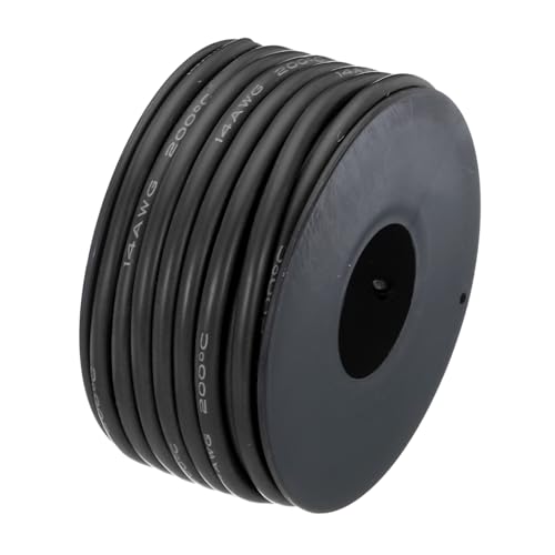QUARKZMAN 14AWG Kabel Elektrischer Draht 2,08 mm² Verzinntes Kupferkabel 7,5 Meter, Stromkabel Hohe Temperatur Leitung Erdkabel Litzenkabel Verlängerungskabel für Kfz Kabelkanal, Schwarz von QUARKZMAN