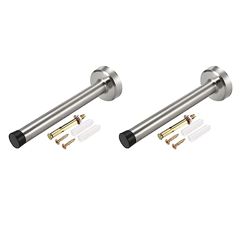 QUARKZMAN 150mm H Tür Stopfen x 2Stk Gummi Spitze Wandschutz mit Montage Schrauben für Befestigung Tür Büro Zimmer [Gebürstete Oberfläche] von QUARKZMAN