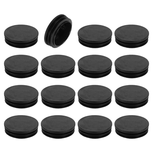 QUARKZMAN 16 Stück Runde Abdeckkappen, Schwarze Blindstopfen, Rohrabdeckung aus Polyethylen 50mm (1,97 Zoll) Möbelbeinrohr Einsatz Kunststoffkappen, Verschlusskappe für Stuhl Sofa Regal von QUARKZMAN