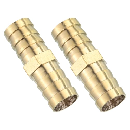 QUARKZMAN 16mm Schlauchverbinder Messing Doppelnippel Kupplung, 2 Stück Schlauchverbinder Benzinschlauch Schlaucharmaturen Gartenschlauch zum Verbinden von Luftschläuchen von QUARKZMAN