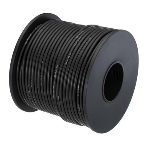 QUARKZMAN 18AWG Kabel Elektrischer Draht 0,82 mm² Verzinntes Kupferkabel 30 Meter, Stromkabel Hohe Temperatur Leitung Erdkabel Litzenkabel Elektro Klingeldraht für Kfz Kabelkanal, Schwarz von QUARKZMAN