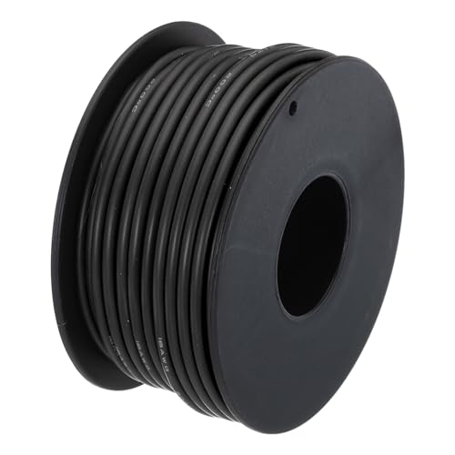 QUARKZMAN 18AWG Kabel Elektrischer Draht 0,82 mm² Verzinntes Kupferkabel 15 Meter, Stromkabel Hohe Temperatur Leitung Erdkabel Litzenkabel Verlängerungskabel für Kfz Kabelkanal, Schwarz von QUARKZMAN