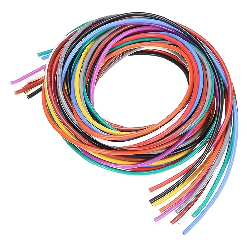 QUARKZMAN 18AWG Kabel Elektrischer Draht 0,82 mm² Verzinntes Kupferkabel 3 Meter Stromkabel 10 Farben, Hohe Temperatur Leitung Erdkabel Litzenkabel Verlängerungskabel für Kfz Kabelkanal von QUARKZMAN