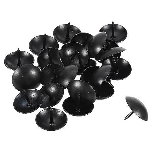 QUARKZMAN 19x15mm Metall Daumenstifte x 25Stk Rund Kopf Möbel Dekorative Reißzwecken Stecknadeln für Heimwerker Dekorative [Schwarz] von QUARKZMAN