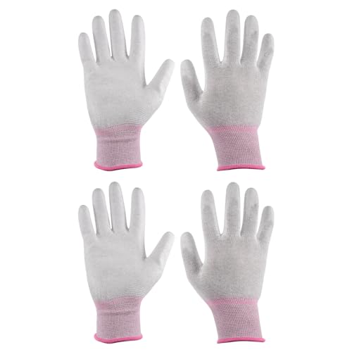 QUARKZMAN 2 Paar ESD-Antistatik-Handschuhe, 19 cm, PU-beschichtete, hochbeständige Kohlefaser-Computerhandschuhe für die Installation und Reparatur von PC-Computerelektronik (klein), Pink von QUARKZMAN