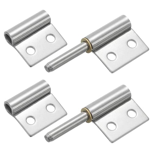 QUARKZMAN 2 Stück 2" x 1-1/2" (LxB) 304 Edelstahl Schweißbare Scharniere mit vorgestanztem Lift Off Scharnier Flaggscharniere Abnehmbarefür Metalltor Schwingtür Anhängerrampe, Silber von QUARKZMAN