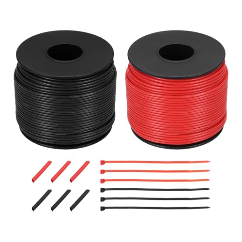 QUARKZMAN 2 Stück 20 AWG Silikon Elektrokabel Spule 20 Gauge 61m/200ft Verzinnte Kupfer Elektrokabel Mit Schrumpfschlauch Und Kabelbinder Für Automotive RV Wechselrichter Rot Und Schwarz QUARKZMAN 2 Stück 20 AWG Silikon Elektrokabel Spule 20 Gauge 61m/200ft Verzinnte Kupfer Elektrokabel Mit Schrumpfschlauch Und Kabelbinder Für Automotive RV Wechselrichter Rot Und Schwarz von QUARKZMAN