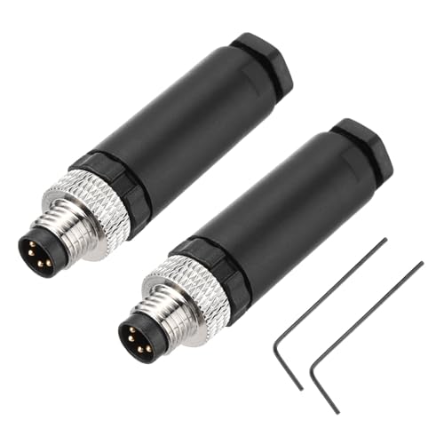 QUARKZMAN 2 Stück 4 Pin M8 männlicher Aviation Connector Drahtstecker A Codierung 8mm Kreisförmiger Sensor Connector Wasserdicht IP67 für Kabel von QUARKZMAN