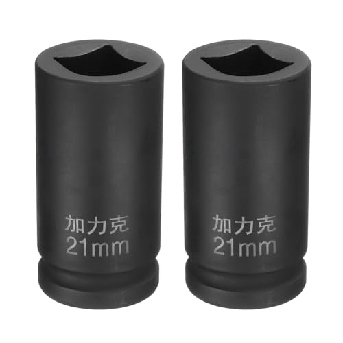 QUARKZMAN 2 Stück 4-Punkt-Vierkantbuchse 3/4" Antrieb von 21mm metrischer Vierkant-Schlagschraubenschlüssel 40CR-Verdunkelung Standard-Radschraubenschlüssel Pneumatischer Steckschlüssel von QUARKZMAN