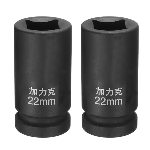 QUARKZMAN 2 Stück 4-Punkt-Vierkantsteckdose 3/4" Antrieb von 22mm metrischer Vierkant-Schlagschraubendreher 40CR-Verdunkelung Standard-Radsteckdosen Pneumatische Steckdose von QUARKZMAN