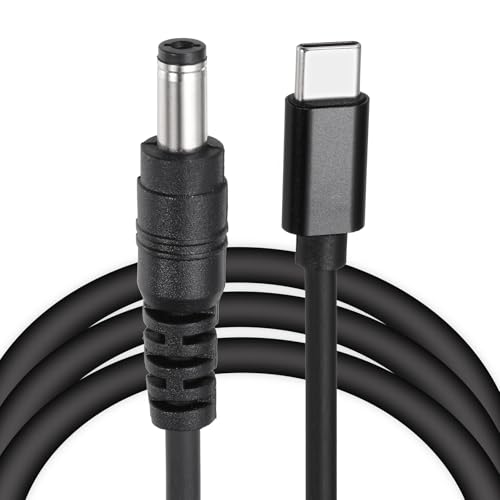 QUARKZMAN 2 Stück 5FT USB C zu DC PD Power Fast Charging Kabel, 5,5mm x 2,1mm 65W/12V DC Power Kabel, Typ C Eingang 3A Adapter Jack Konverter Schreibtischlampe (Schwarz) von QUARKZMAN