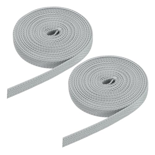 QUARKZMAN 2 Stück 6m Rolladengurt 14 mm für Rolladen Aufschraubwickler Gurtwickler Aufputz, Türen Fenster Rolladen Gurtband Jalousie Rollladen Austauschen Reparaturset, Grau von QUARKZMAN