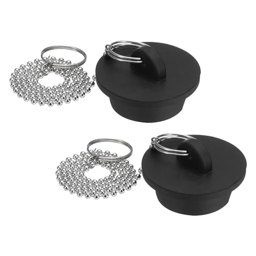 QUARKZMAN 2 Stück Abflussstopfen Ø35mm Badewannenstöpsel Waschbeckenstöpsel Gummistöpsel Gummi Stopfen Abflusssieb Abflussstöpsel Küchenspüle Stöpsel für Spülbecken Schwarz von QUARKZMAN
