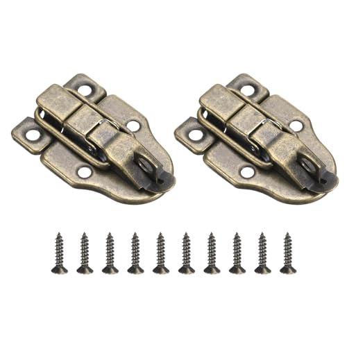 QUARKZMAN 2 Stück Antike Vintage Kistenverschluss, 60 x 40mm Retro Schnappverschluss mit Schrauben Spannverschluss Haspelschloss mit Loch für Holzkisten Truhen Koffer SchmuckschatulleBronze von QUARKZMAN