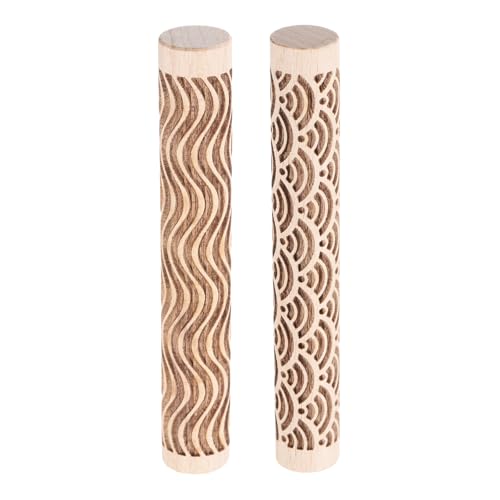 QUARKZMAN 2 Stück Holz Tonroller 4" Wasserwelle Geschwungene Linien Muster Nudelholz Töpferwerkzeuge Holzmaserung Texturroller Für Ton Backteig Knete DIY QUARKZMAN 2 Stück Holz Tonroller 4" Wasserwelle Geschwungene Linien Muster Nudelholz Töpferwerkzeuge Holzmaserung Texturroller Für Ton Backteig Knete DIY von QUARKZMAN