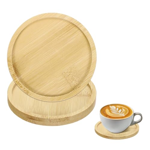 QUARKZMAN 2 Stück Holzuntersetzer Rund Glasuntersetzer Holz Kaffeeuntersetzer Gläser Kerzenteller Deko Wohnzimmer Schlafraum Getränke Tassenuntersetzer für Bar Tisch Küche 95x95x10mm von QUARKZMAN