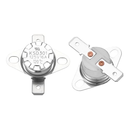 QUARKZMAN 2 Stück KSD301 Thermoschalter 120°C Normalerweise Geschlossen 125V 16A Thermostat Snap-Disc Temperaturschalter für Mikrowellen, Backöfen, Kaffeemaschinen, Keramikmaterial von QUARKZMAN