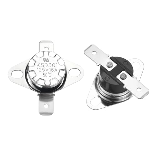 QUARKZMAN 2 Stück KSD301 Thermoschalter 50°C Normalerweise Geschlossen 125V 16A Thermostat Snap-Disc Temperaturschalter für Mikrowellen, Backöfen, Kaffeemaschinen, Bakelit Material von QUARKZMAN