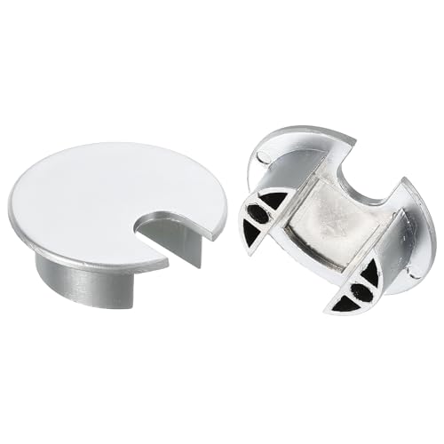 QUARKZMAN 2 Stück Kabeldurchführung 1-3/8"(35mm) Zinklegierung Schreibtisch Kabel Drahtdurchführung Lochabdeckung für Büro Computer Schreibtisch Kabel Organizer, Matt Silber von QUARKZMAN