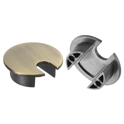 QUARKZMAN 2 Stück Kabeldurchführung 1-3/8"(35mm) Zinklegierung Schreibtisch Kabeldurchführung Abdeckung für Büro Computer Schreibtisch Kabelorganizer, Bronze Farbe von QUARKZMAN