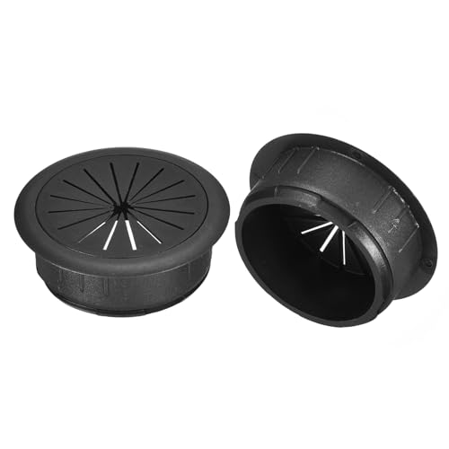 QUARKZMAN 2 Stück Kabellochabdeckung, 2 Zoll (50 mm) ABS-Schreibtisch-Kabel-Draht-Kabeltülle-Lochabdeckung für Büro-Computer-Schreibtisch-Draht-Organizer, schwarz von QUARKZMAN