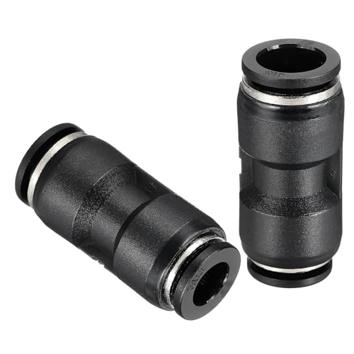 QUARKZMAN 2 Stück Push To Connect Fittings Reduzierung 1/2" Rohr Außendurchmesser x 3/8" Rohr Außendurchmesser Gerader Pneumatischer Schnellkuppler Für Wasser Öl Schlauchleitung Rohr Schwarz von QUARKZMAN