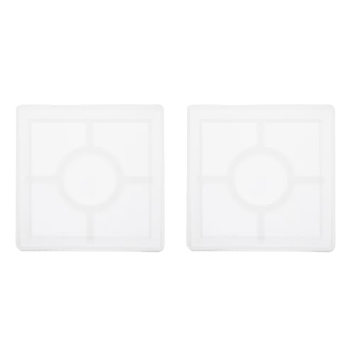 QUARKZMAN 2 Stück Quadratische Mittlere Untersetzer Silikonharzform, Tablettformen für Harzguss, Epoxidharzformen für Untersetzer Tablett DIY Kunst Tasse Schüssel Matten, Kerzenhalter, Weiß von QUARKZMAN