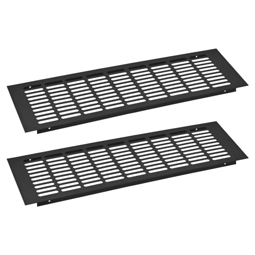QUARKZMAN 2 Stück Rechteckiges Belüftungsgitter aus Aluminiumlegierung mit Maschendraht, Lüftungsabdeckung mit Lamellen für Schrank, Kleiderschrank, Schuhschrank, 450x150mm/17.72"x5.91" von QUARKZMAN