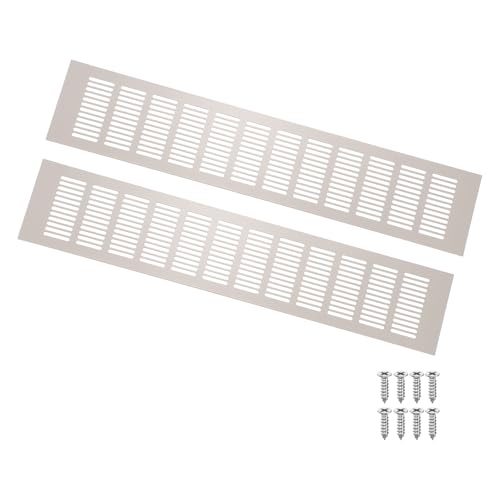 QUARKZMAN 2 Stück Türluftgitterabdeckung 19.7" x 4" Aluminium Lüftungsgitter Dekorative Abdeckungen Lamellenluftrücklaufgitterabdeckung Mit Schrauben Für Schrank Kleiderschrank (Grau) von QUARKZMAN