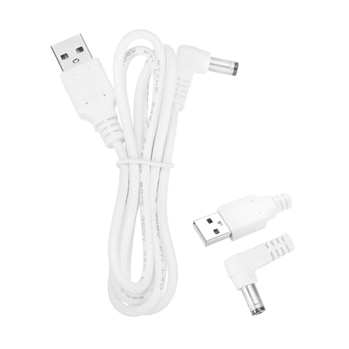 QUARKZMAN 2 Stück USB auf DC Stromkabel 2A 5V DC Stromkabel 5.5mmx2.1mm Winkelstecker Ladekabel Adapter für Ventilator Kamera Telefon Tablet Geräte (1m, Weiß) von QUARKZMAN