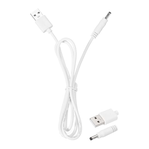 QUARKZMAN 2 Stück USB auf DC Stromkabel 3A 5V DC Stromkabel 3,5 mm x 1,35 mm Stecker Ladekabel Adapter für Ventilator Kamera Telefon Tablet Geräte (1m, Weiß) von QUARKZMAN