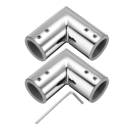 QUARKZMAN 2 Stück Verstellbare Gardinenstangen Eckverbinder 25mm Innendurchmesser 304 Edelstahl Fenster Scharnier Ellenbogen 90 Grad Verbinder mit Sechskantschlüssel, Silber von QUARKZMAN