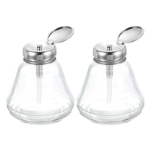 QUARKZMAN 2 StückLösungsmittel-Alkohol-Spender 180 ml (6,1 Unzen) Konischer Druckflüssigkeitsspender-Pumpenflasche Sprinklerkopf mit Kunststoffrohr & Aluminiumkern für Aceton-Politur von QUARKZMAN