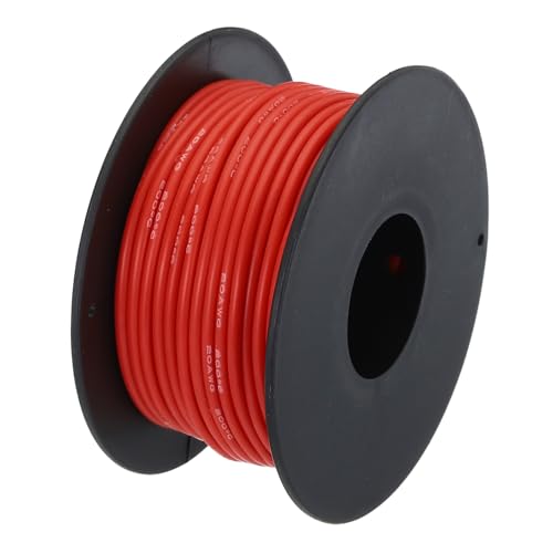 QUARKZMAN 20AWG Kabel Elektrischer Draht 0,52 mm² Verzinntes Kupferkabel 15 Meter, Stromkabel Hohe Temperatur Leitung Erdkabel Litzenkabel Verlängerungskabel für Kfz Kabelkanal, Rot von QUARKZMAN
