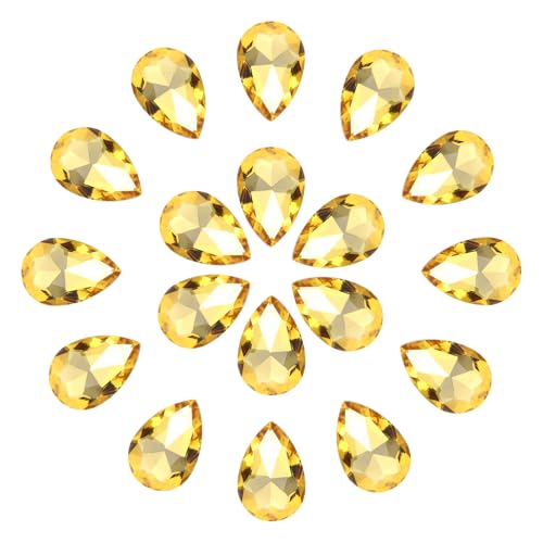 QUARKZMAN 20 Stück 20 x 30mm Tropfenförmige Strasssteine Glas Rückseite Strass Perlen Edelsteine für Schmuckherstellung Kostüm Kristallverzierungen Handwerk, Gelb QUARKZMAN 20 Stück 20 x 30mm Tropfenförmige Strasssteine Glas Rückseite Strass Perlen Edelsteine für Schmuckherstellung Kostüm Kristallverzierungen Handwerk, Gelb von QUARKZMAN