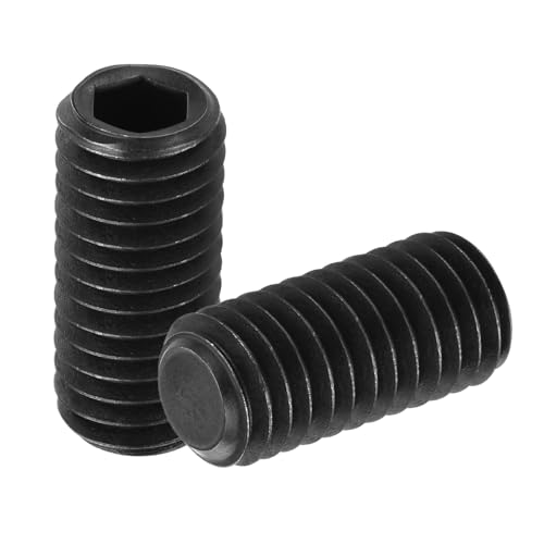 QUARKZMAN 20 Stück Gewindestifte, M10x20mm Madenschrauben 304 Edelstahl Kopf Sechskant-Set-Schrauben Flachpunkt-Grubenschraube für Türgriffe, Leuchtenreparatur, Schwarz von QUARKZMAN
