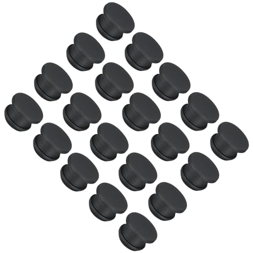 QUARKZMAN 20 Stück Gummistopfen 12mm Silikon-Lochstopfen Wasserdicht Verschlussstopfen Silikonstopfen Stopper Steckdichtstopfen Flach Abdeckkappen für Rohrleitungen Flaschen Labor, Schwarz von QUARKZMAN