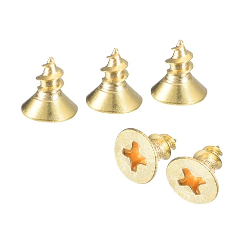 QUARKZMAN 20 Stück Holzschrauben M4×8 mm Kreuzkopf Senkkopfschrauben Farbe Messing Selbstschneidende Schrauben mit Senkkopf Senkkopfschrauben für Bürogeräte Holzmöbel Holzarbeit DIY von QUARKZMAN