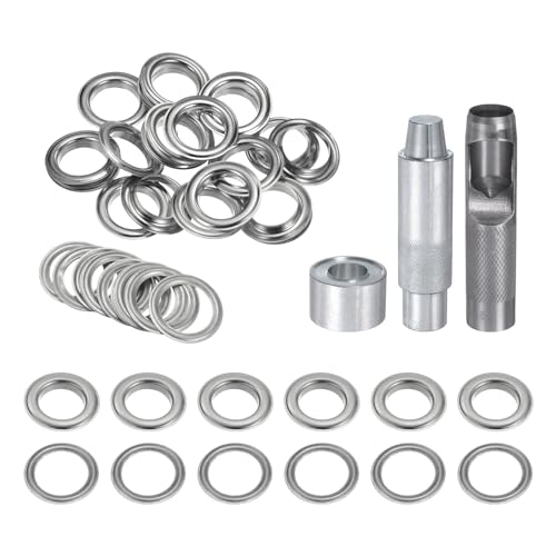 QUARKZMAN Grommet Werkzeug Kit, 20 Pcs 20mm Ösen mit 2 Ösenzange & 1 Scheiben Set, Metallösen Kupfer Tülle Stanzwerkzeug für Stoff Planen Leder Gewebe Vorhang Poolabdeckung, Silber QUARKZMAN Grommet Werkzeug Kit, 20 Pcs 20mm Ösen mit 2 Ösenzange & 1 Scheiben Set, Metallösen Kupfer Tülle Stanzwerkzeug für Stoff Planen Leder Gewebe Vorhang Poolabdeckung, Silber von QUARKZMAN