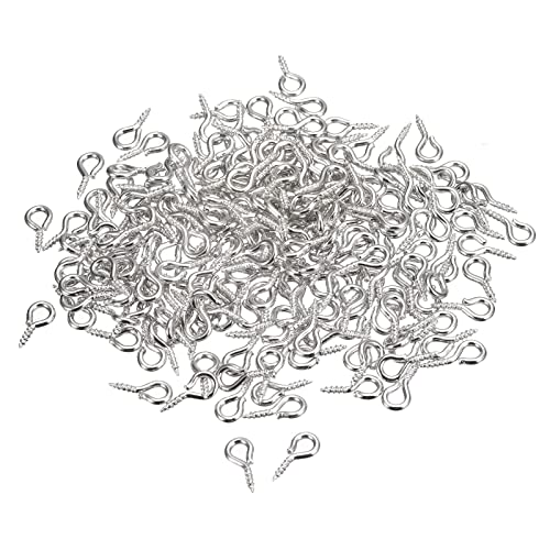 QUARKZMAN 200Stk Klein Schraube Ösenstifte Haken Mini Ösen Schrauben mit Gewinde 5x10x1.2mm Selbstschneidend Schmuck Findings DIY Handwerk Silber Weiß von QUARKZMAN