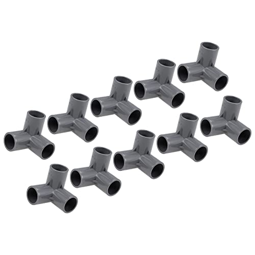 QUARKZMAN 20mm Steckdose Tee PVC Rohrverbindungsstücke x 10 Stk. T 3-Weg Krümmerrohrverbinder für Gebäude Bewässerungsinstallation Grau von QUARKZMAN