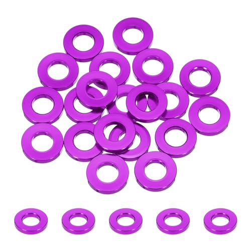 QUARKZMAN 20pcs M6 Flachdichtung eloxiertem Aluminium, Runde Senkkopf-Unterlegscheibe Lochdurchmesser 6 mm/0,24 Zoll für Schrauben RC/FPV/PC/Drone/Mechanische Zubehörteile Modellteile (Lila) von QUARKZMAN