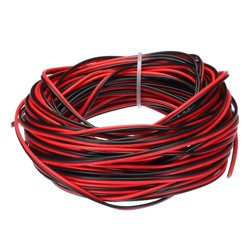 QUARKZMAN 22 Gauge 2-adriges paralleles PVC-Kabel, 15 Meter lang, 0,067" Durchmesser, rot schwarz, flexibles 22 AWG Verlängerungskabel 300V für LED RGB Kabel, interne Verkabelung von QUARKZMAN