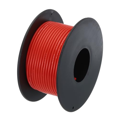 QUARKZMAN 22AWG Kabel Elektrischer Draht 0,33 mm² Verzinntes Kupferkabel 15 Meter, Stromkabel Hohe Temperatur Leitung Erdkabel Litzenkabel Verlängerungskabel für Kfz Kabelkanal, Rot von QUARKZMAN