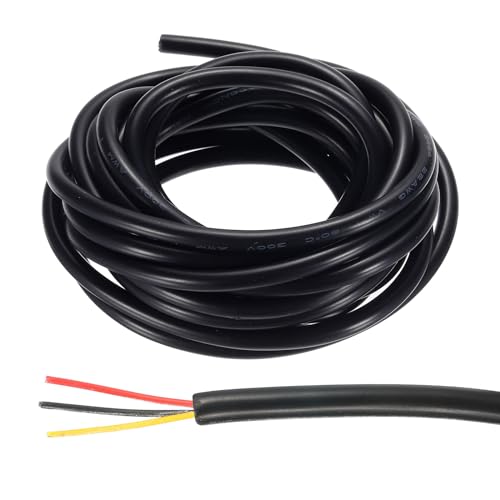 QUARKZMAN 22AWG Elektrokabel 3 Leitungen LED Strom Beleuchtung Kabel Verzinnt Kupfer 9.8Ft Niederspannung PVC Gehäuse Flexibel Verlängerungskabel Schwarz für LED-Streifen Lampen Beleuchtung von QUARKZMAN