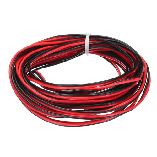 QUARKZMAN 24 Gauge 2-adriges paralleles PVC-Kabel, 14,8 Fuß lang, 0,063" Durchmesser, rot schwarz, 24 AWG flexibles Verlängerungskabel 300V für LED RGB Kabel, interne Verkabelung von QUARKZMAN