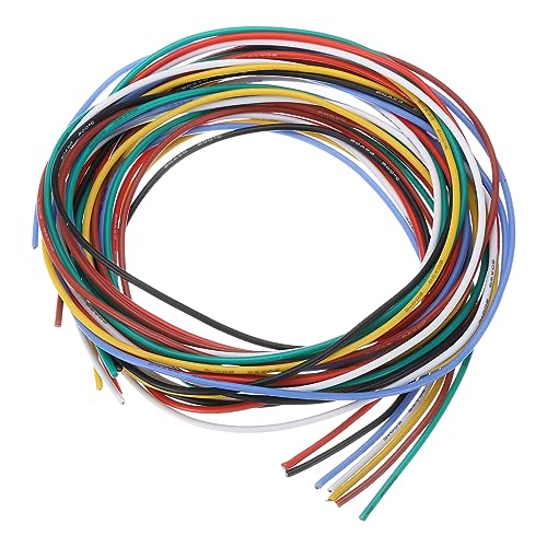 QUARKZMAN 24AWG Kabel Elektrischer Draht 0,21 mm² Verzinntes Kupferkabel 1,5 Meter Stromkabel 7 Farben, Hohe Temperatur Leitung Erdkabel Litzenkabel Verlängerungskabel für Kfz Kabelkanal von QUARKZMAN